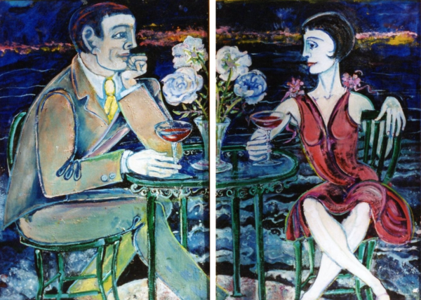 Couple with Red Wine
